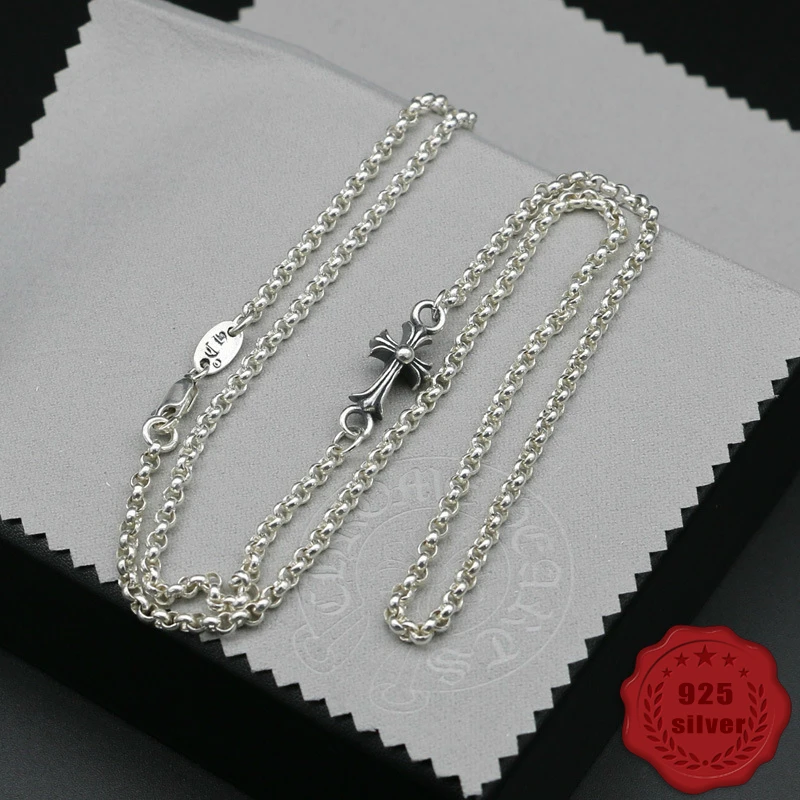 

925 sterling silver necklace pendant personality punk style fashion cross couple style chain 2019 new hot sale