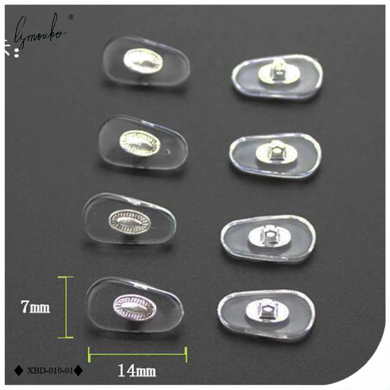 Lymouko PVC Glasses Anti Slip Aluminum Conductor Insert Nose Pads Comfortable Silicone Silver Golden Nose Pad glasses nose pads 10 Pairs/Lot