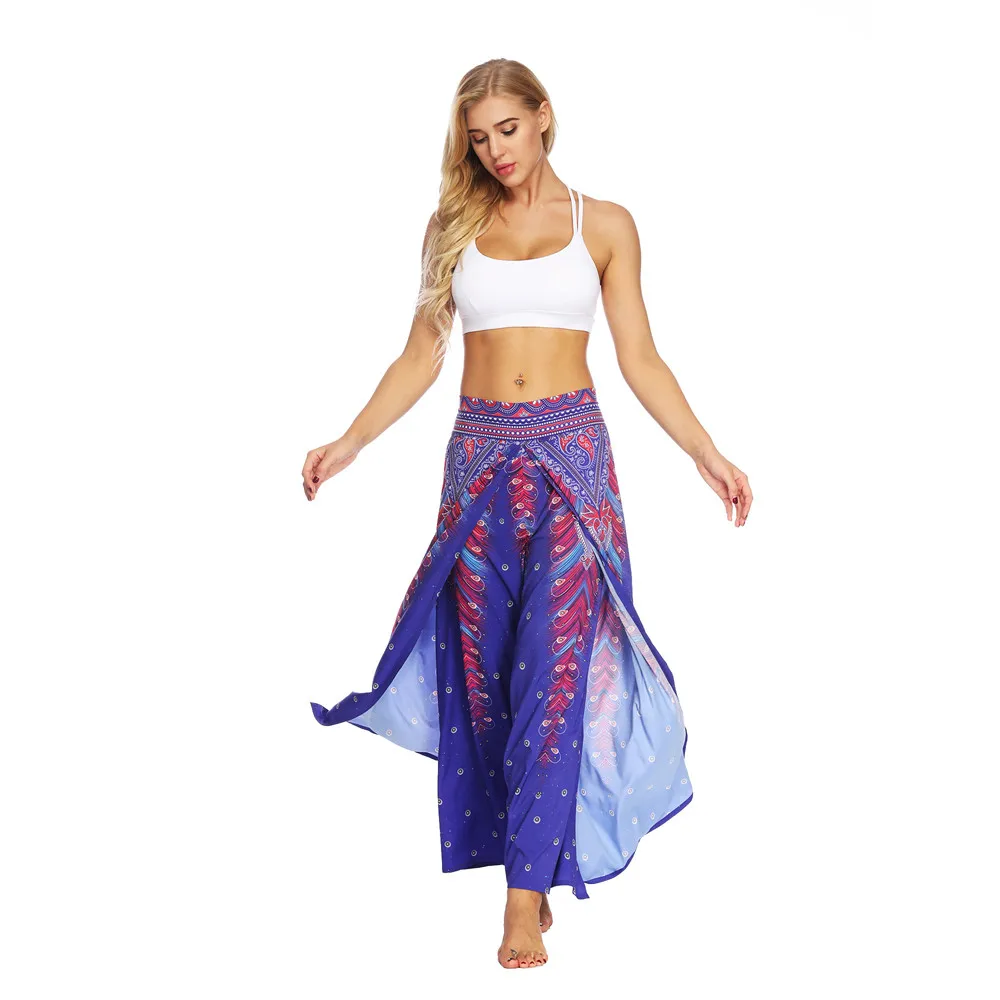 Women Casual Summer Loose Yoga Trousers Baggy Boho Aladdin Jumpsuit Harem Pants women leggings sport fitness