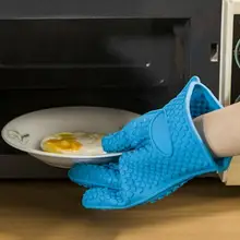 Силиконовые резиновые термоизоляционные перчатки с хлопковой подкладкой, духовка кухня выпечки анти-крутые перчатки. Защита от гемального излучения