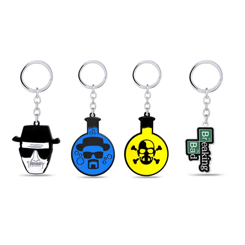 

4 Styles TV Breaking Bad BA BR Logo Keyring Keychain Metal Heisenberg Mask Walter Key Ring Chain Car Pendant Souvenir Porte Clef