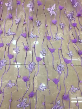 

New children's clothing fabric design three-dimensional butterfly embroidery French tulle African lace DIY clothing fabric