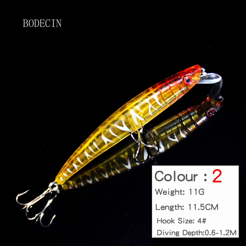 1PCS Wobbler Fishing Lures Minnow 11.5CM-11.2G 4#Bionic Plastic For Fish Artificial Hard Laser Bait With Hook Tackle Fake Baits (2)