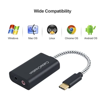 

USB-C Audio Adapter,Type C External Stereo Sound Card with Headphone and Microphone Jack Compatible Windows,Mac,Linux Extra,