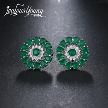 Jy luxo verde azul branco flor aaa zircônia cúbica brincos para mulheres festa de noiva moda jóias brincos ae475