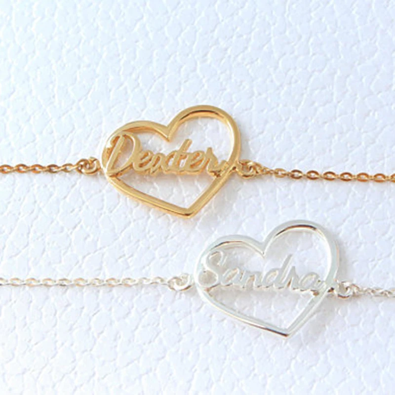 

GORGEOUS TALE Heart Love Name Bracelet Personalized Jewelry Girls Custom Name Bracelet Personalized Bridesmaids Gift for Kids