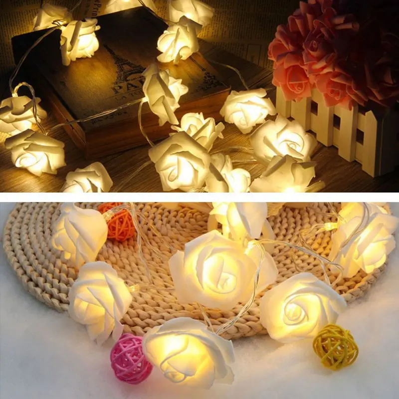 Party Decor Kunstbloemen LED Rose Flower Fairy Lichtslingers ... Party Decor Kunstbloemen LED Rose Flower Fairy Lichtslingers ...