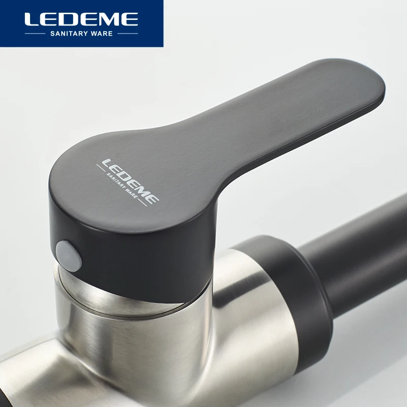  LEDEME Kitchen Faucet Stainless Steel Black Spray Paint Single Handle Cold and Hot Water Kitchen Si - 33037172916