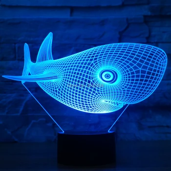 

3D whale shape modern night light 7 colors led lights for home night lights touch switch