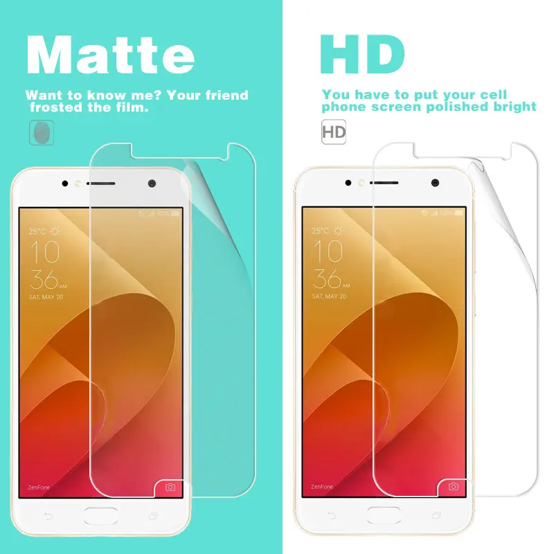 Премиум отпечатки пальцев матовая пленка и глянцевая защита для Asus ZENFONE 4 SELFIE Live