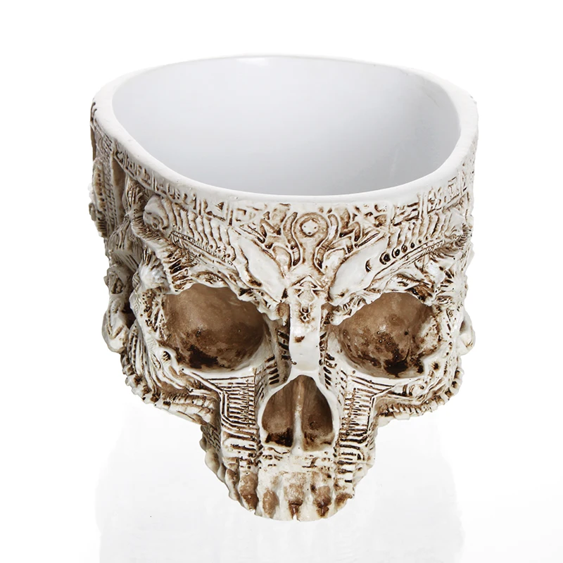 Череп, вырезанный вручную цветочный горшок человеческий череп кость чаша домашний сад декор Хэллоуин украшение