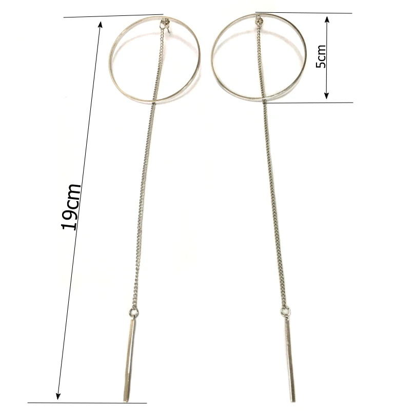 MANILAI Fashion Long Chain Tassel Earrings For Women Accessories Circle Big Dangle Earrings Statement Jewelry Bijoux Brincos