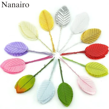 

200pcs Artificial Colorful Rose Leaves Flower Bouquet For Wedding Home Party Decoration Fake Plastic Green Leaf Crafts Supplies