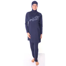 S-5XL размера плюс женская одежда для пляжа мусульманский горячий Исламский купальник женский Мусульманский купальник мусульманская пляжная одежда темно-синего цвета