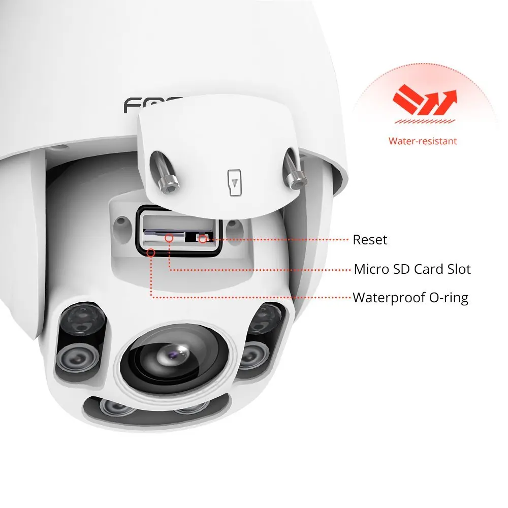 Наружная PTZ камера Foscam FI9928P с 4 кратным оптическим зумом HD 1080P Wi Fi беспроводная IP
