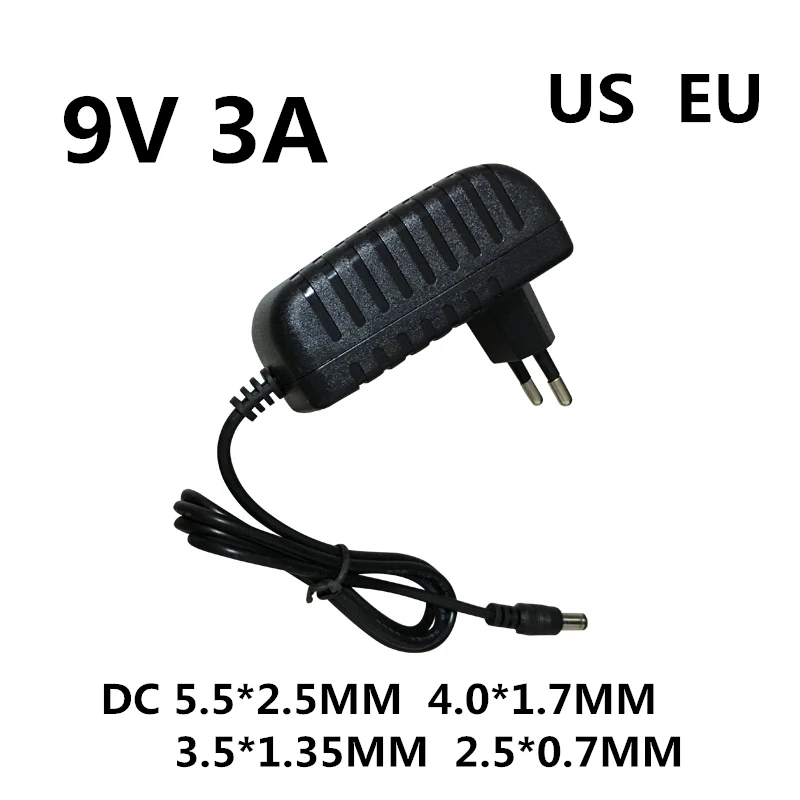 1 шт. AC/DC адаптер DC 9 в 1A 2A 3A AC 100-240 В конвертер адаптер питания 9 В Вольт 1000 мА зарядное устройство источник питания ЕС США вилка