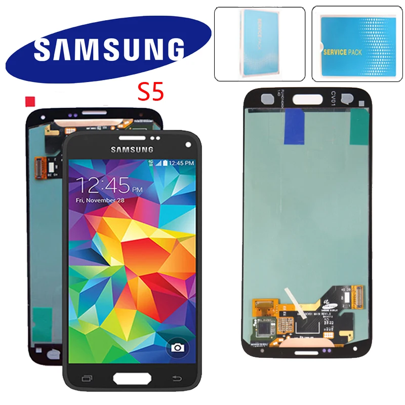 Оригинальный дисплей SUPER AMOLED 5 1 ''для SAMSUNG Galaxy S5 ЖК с сенсорным экраном для i9600 G900