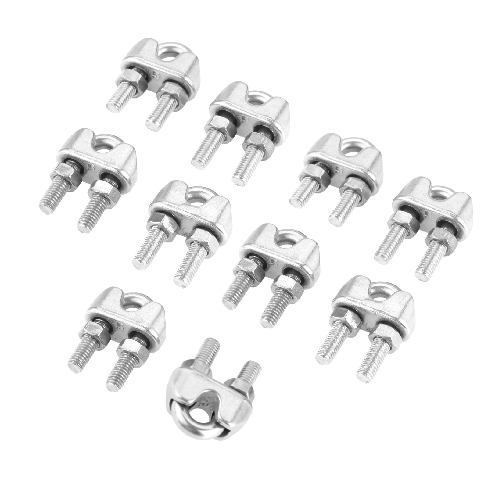 

10 Pcs 3mm 4mm 5mm Marine Grade Stainless Steel 316 Wire Rope Clips Clamp Cable Grip Metal Wire U Bolts Fixing Tool Yachts Boats