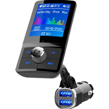 

Jilang Color Screen Car MP3 Audio FM Transmitter Wireless Bluetooth Handsfree Car Kit 360 rotatable with QC3.0 Dual USB Charge