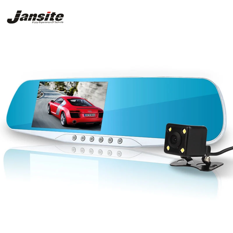 

Jansite FHD 1080P Car DVR Blue Dash cam Rearview Mirror Dual Lens Car Camera two cameras Loop record Recorder Auto Registrator