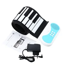 Flexible 49 keys Roll-up Piano Portable Silicon Soft Keyboard Piano Educational Instrument for Kids with US / UK / EU Plug