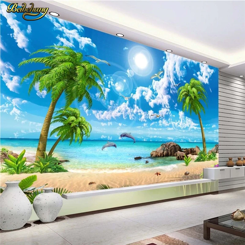 

beibehang Custom photo wallpaper large mural wall stickers beautiful dream sea view coconut trees beach scenery TV wall