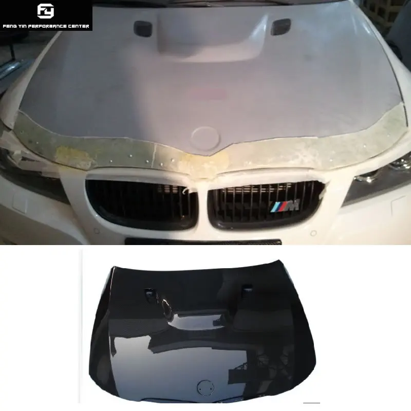 E90 3 серии 320i M3 Стиль углеродное волокно передняя крышка двигателя гайки крышки с