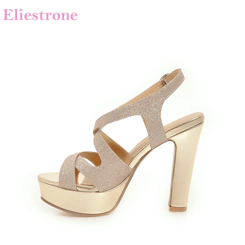 

Brand New Comfortable White Silver Platform Women Office Sandals Square Heels Lady Slingback Shoes AC753 Plus Big Size 10 43