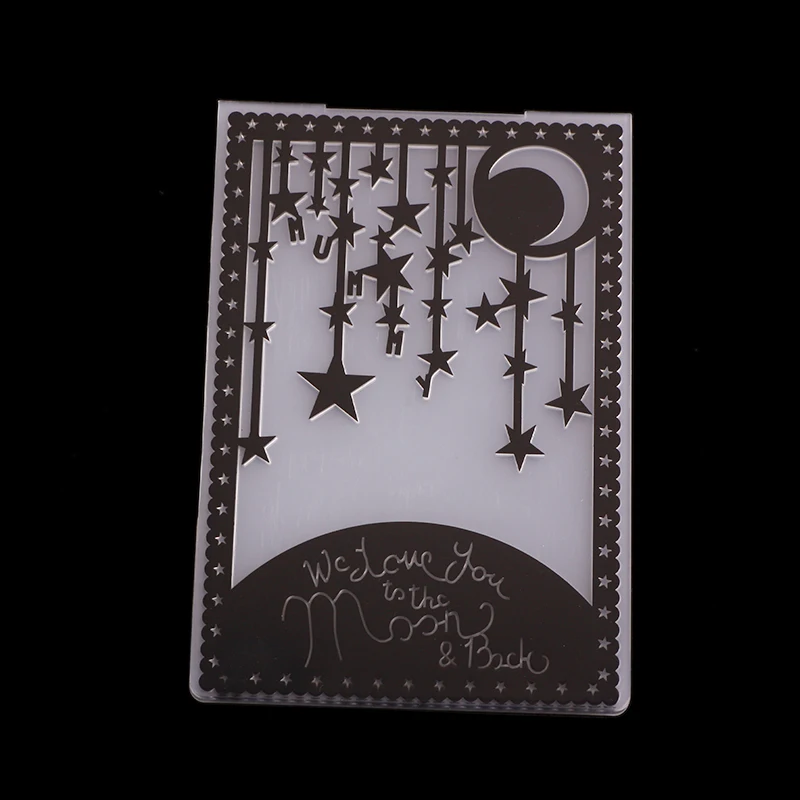 

Moon Stars Music Embossing Folder Stencils for DIY Scrapbooking Plastic Handmade Template Crafts Art Diary Decor Painting Tool