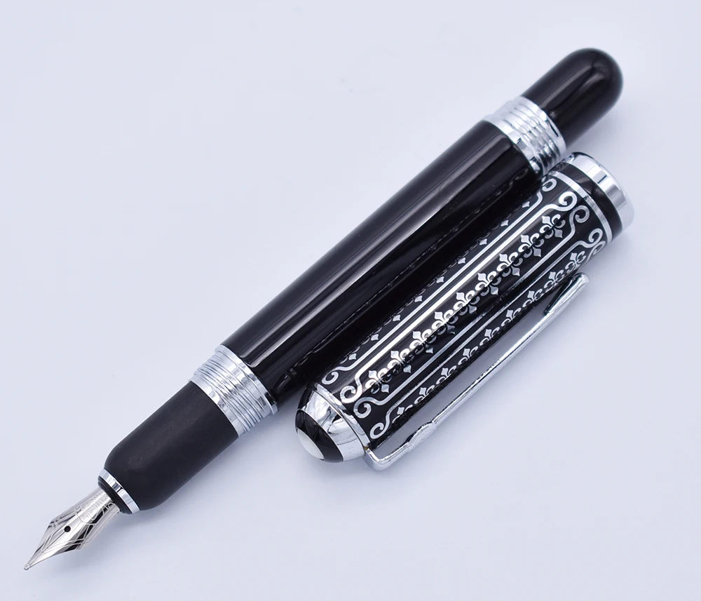 bonito preto flores padrão médio nib 0.7mm escrita caneta negócio