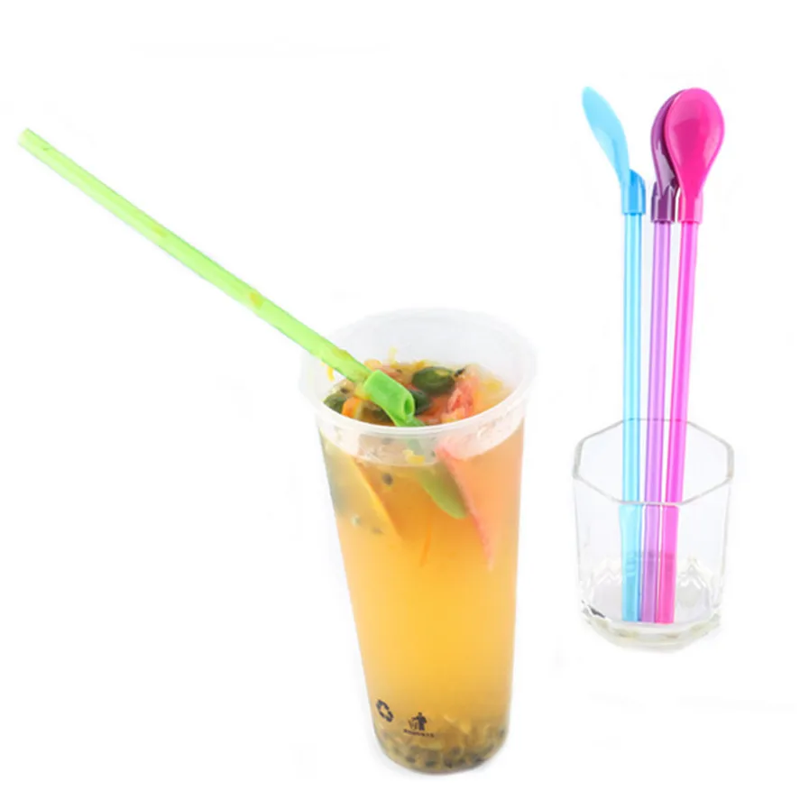 New Bar Drinking Straw 1pc Party Plastic Spoon Drinking Straw Smoothies