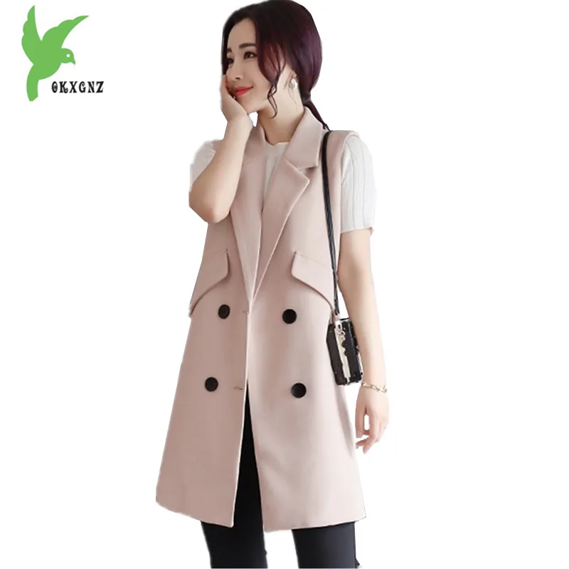 Women Long Suit Vest Coat 2017 Europen Style Spring Autumn