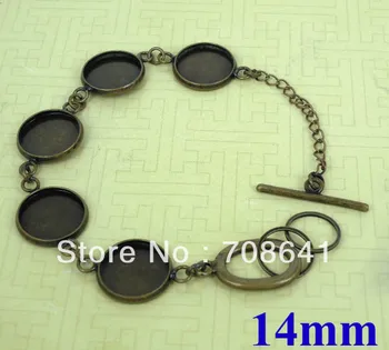 

Blank Bracelet Settings 14mm Round Bezel Bases Cabochon Pad Metal Brass cuff Bangle Bracelet Findings DIY Antique Bronze tone