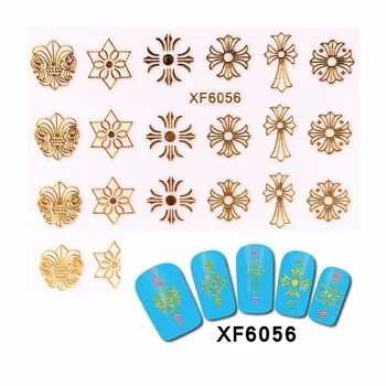 WUF 1 Sheet DIY 3D Nail Stickers Beauty Hot Gold Rock Punk Style Nail Art Charms Nails Bronzing Decals Decorations Tools  6056