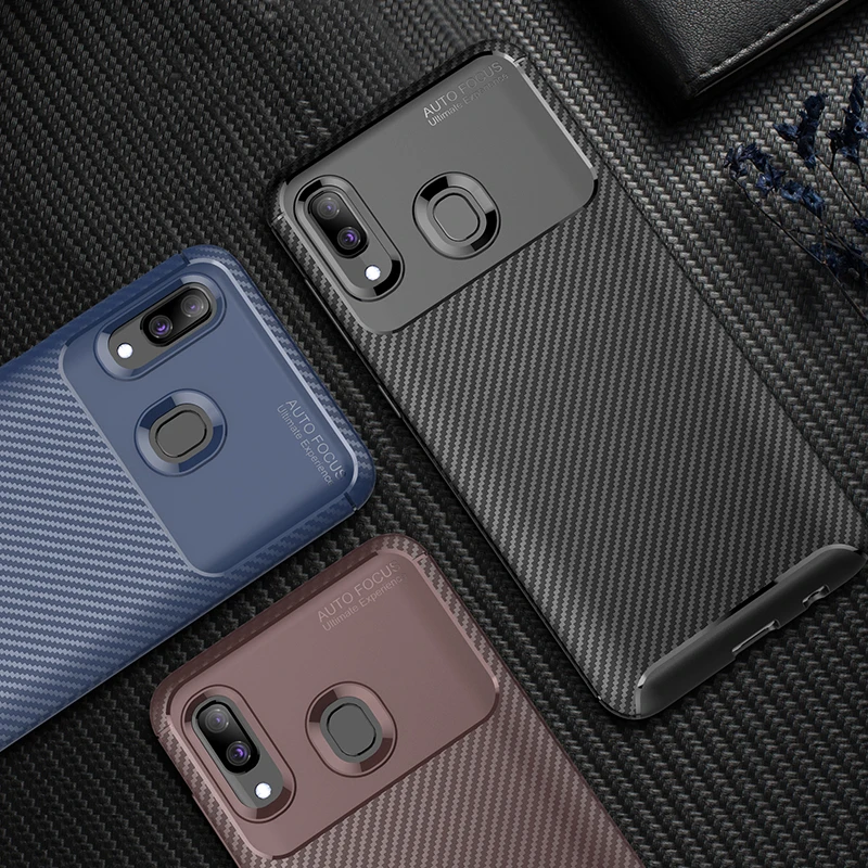 

GKK Case for Samsung Galaxy M50 M10 M30 A30 A50 Case Soft TPU Carbon Fiber Anti-shock Slim Black Cover for Samsung M50 Coque