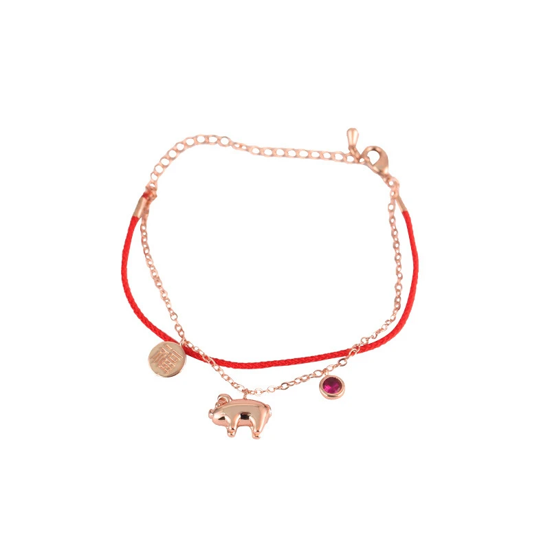 

New Fashion Transshipment Blessing The Pig New Year's Birthday Piglet Red Rope Bracelet Couple Adjustable Hand Strap Women