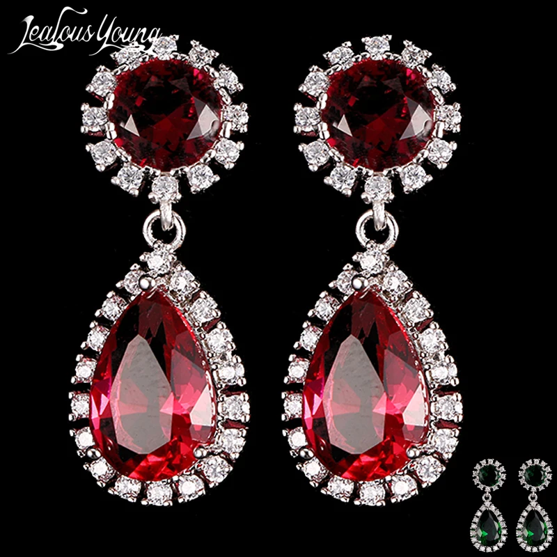 

Fashion Silver Gold Color Drop Water Long Earrings Clear Red Crystal Nail Drop Earings Women Dazzling Wedding Gift brinco