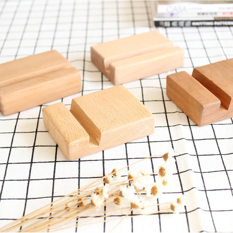 

New Products Wooden Mobile Phone Holder Natural Wood Mobile Cell Phone Stand Universal Wood Phone Stand for Cellphone