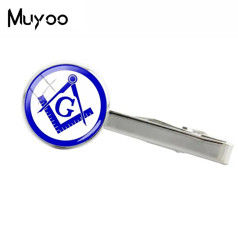 

2018 New Masonic Tie Clip Freemasonry Square G Clip Silver Hand Craft Jewelry Glass Dome Clips High Quality