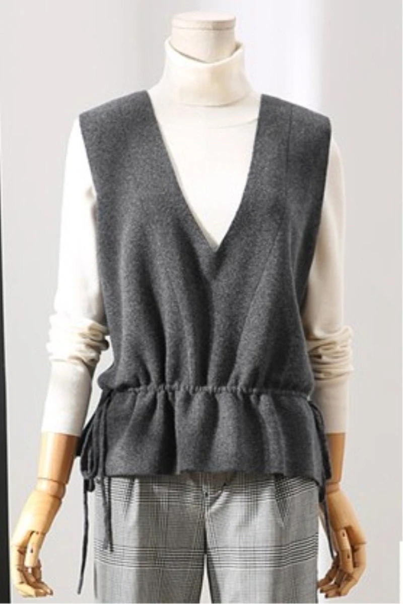 Женский короткий жилет на весну и осень зиму новинка 2019 кашемировый свитер с