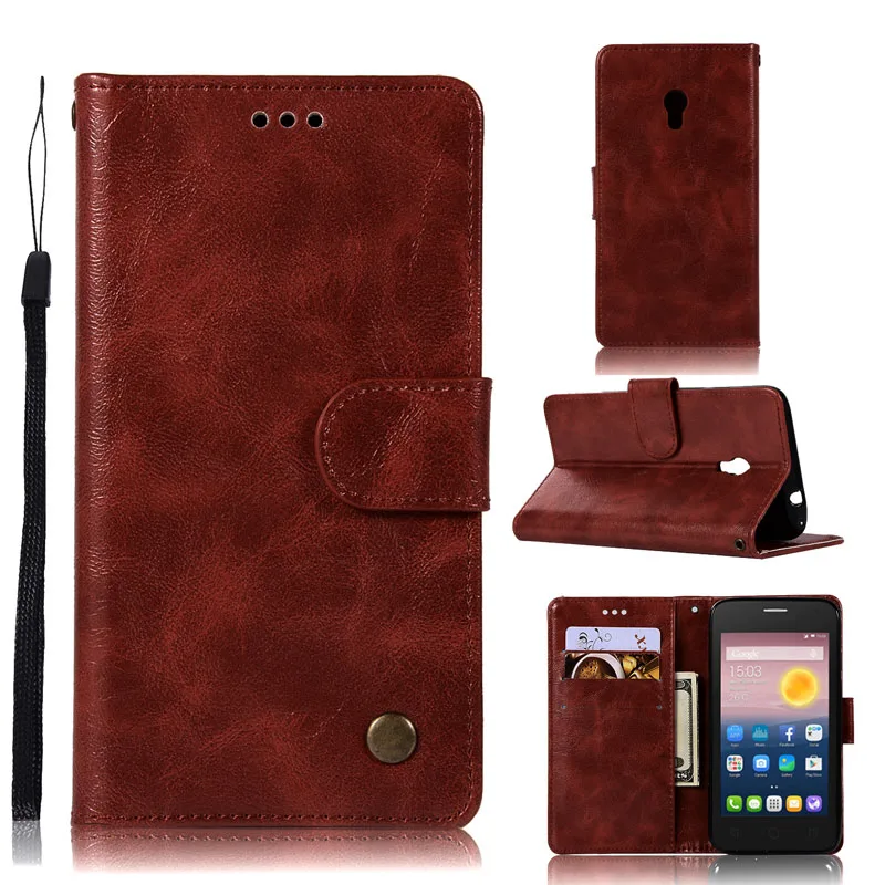 

Alcatel Pixi 4 4G Case 5045D 5045X Cover Rivet Wallet PU Leather Flip Phone Case Alcatel Pixi4 (4G) OT-5010D Back Cover Coque