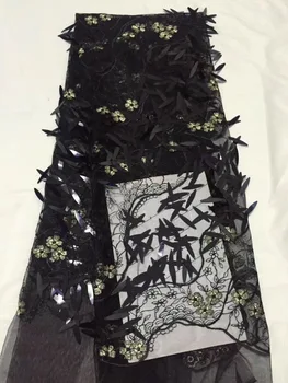 

2018 Latest French Black Gold Sequins Laces Fabrics High Quality Tulle African Laces Fabric Wedding African French Tulle Lace