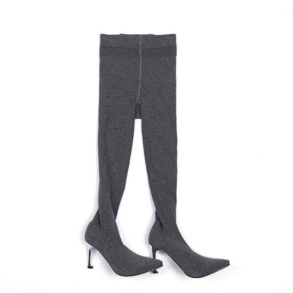 BuonoScarpe/женские ботфорты выше колена; эластичные колготки; модные сапоги-носки; высокие сапоги на высоком каблуке; пикантные облегающие сапоги до бедра; Mujer