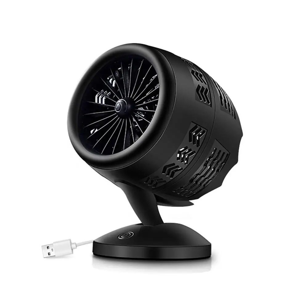 TOMNEW портативный роторный USB заряженный двухлистный Интеллектуальный вентилятор турбины конвекции циркуляционный воздушный охладитель летний вентилятор - Цвет: Black