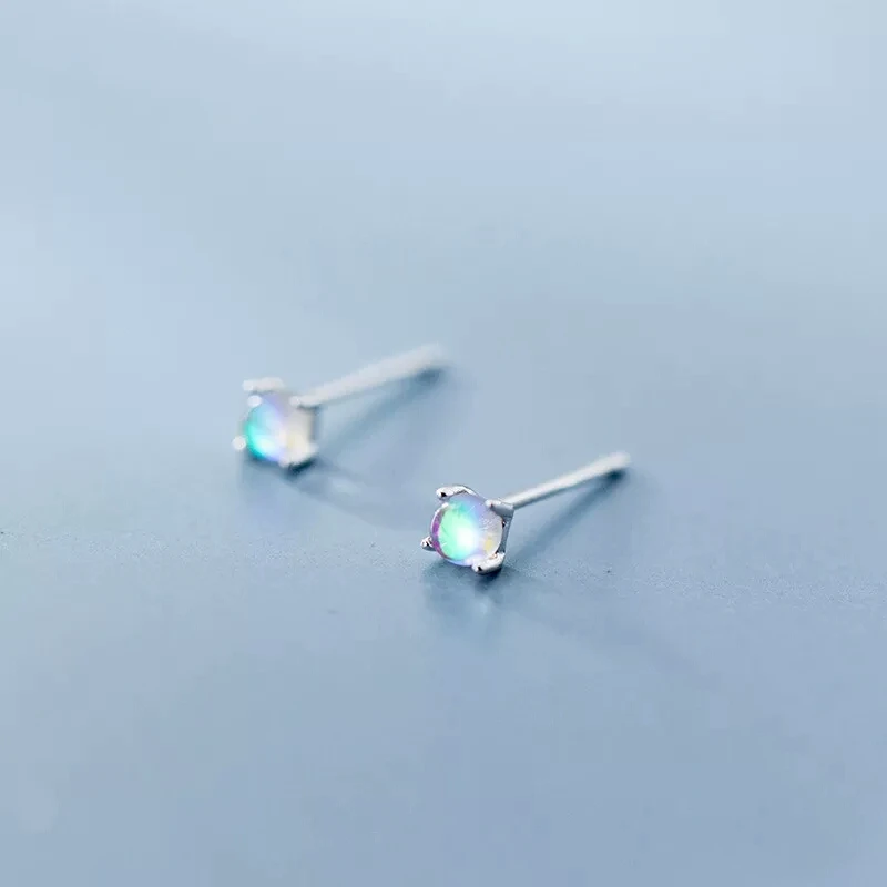 Настоящее серебро 925 пробы градиентный опал минималистичный классический Крошечные Симпатичные серьги-гвоздики для женщин модные ювелирные изделия подарок G0899