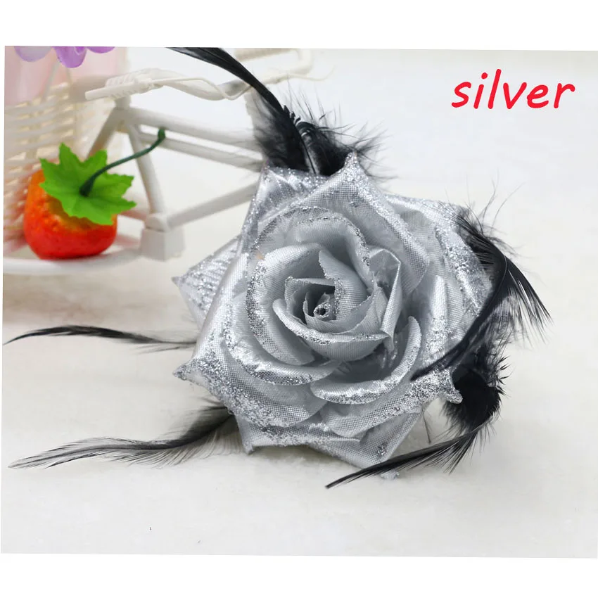 1 шт. Black Rose корсаж блеск головной убор цветок Перо чародей Hairband брошь запястье цветок - Цвет: H