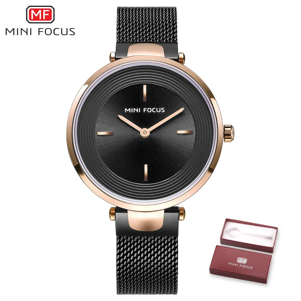 

MINIFOCUS Luxury Fashion Watch Women Waterproof Black & Rose Gold Casual Quartz Watches Ladies Dress Girl Clock Relogio Feminino