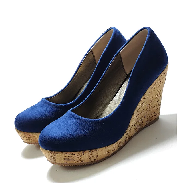 blue suede wedges