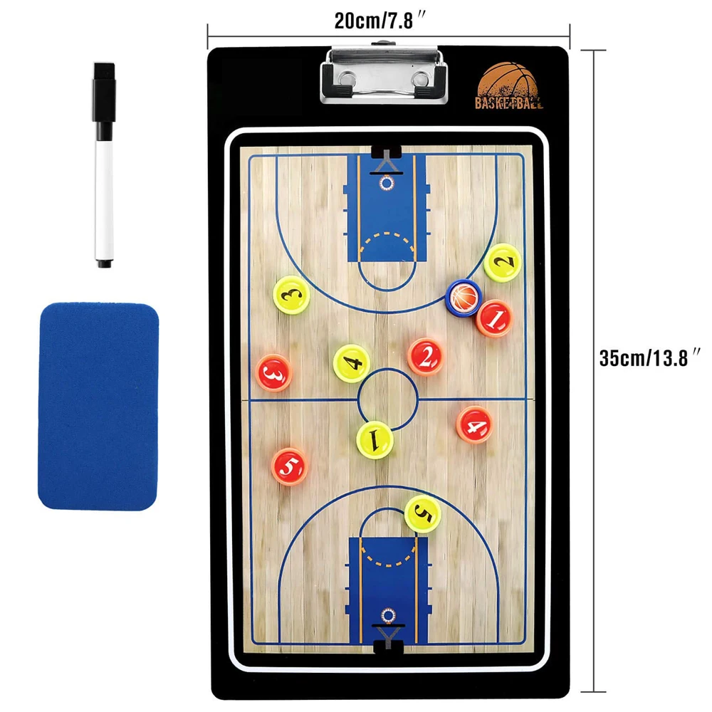 Rehomy Basketball Coaching Double Sided Dry-Erase Board Portable Basketball Training Board 