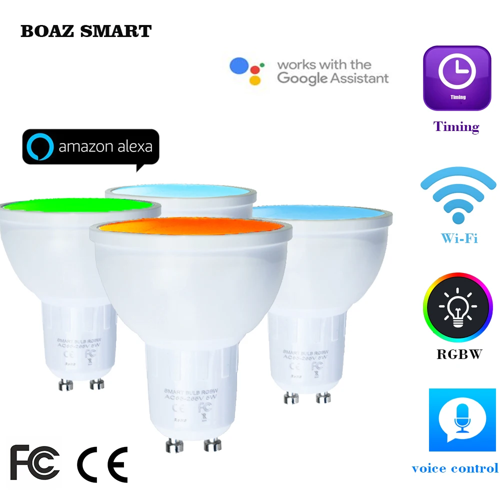 

4 Pcs Smart WiFi LED Bulb GU10 RGBW Dimmable Spotlight Bulb Daylight Lamps Multicolor Voice Control by Alexa Google home